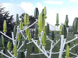 They have huge blades mounted on a tall tower. 3 1kw New Wind Turbine Looks Like A Tree Off Grid World