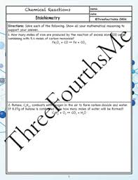 Stoichiometry Classwork Homework By Threefourthsme Tpt In 2020 Classwork Chemical Equation Presents For Students