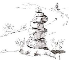 Artists Image Of A Rock Cairn You Will Find Many Hiking Trails Marked With Rock Cairns Locating Cairns May Be Difficu Rock Cairn Drawing Rocks Hiking Tattoo