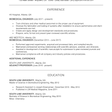 Biomedical Engineer Resume And Cover Letter Examples