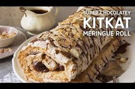 Super Chocolatey Kitkat Meringue Roll Youtube Cold Desserts Recipes Foodie