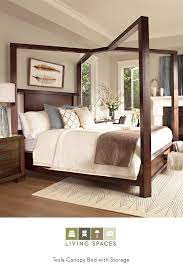 This canopy bed is made out of reclaimed cypress and cedar wood. Tesla Queen Canopy W Storage Bed Canopy Bed Frame King Size Canopy Bed Home