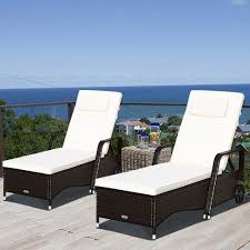 Chaise lounge with adjustable back. Gymax 2pcs Cushioned Outdoor Wicker Chaise Lounge Chair W Wheel Adjustable Backrest Walmart Com Walmart Com