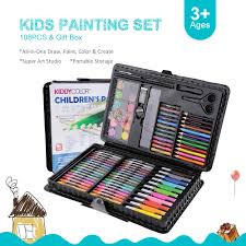 Crayon set color crayons art supplies connection writing drawings creative colouring amazon. Kids Drawing Painting Set Childrens Colouring Art Kit Pencils Crayons Eraser Box Creative Toys Activities