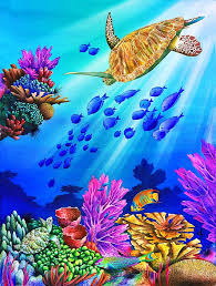 Färbung wird ihr kind mit halten ein schreibwerkzeug auf. Riding The Beam By Mgl Meiklejohn Graphics Licensing Underwater Painting Sea Murals Underwater Art