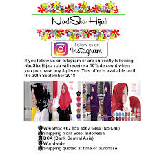 Nadsha Hijab Instagram Nadsha Hijab Wa Sms 62 859 4562 6946 No Call Shipping From Solo Indonesia Bca Bank Central Asia Worldwide Shipping Quot