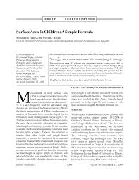 pdf surface area in children a simple formula