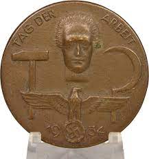 Reich 1936 1 mai gedenkabzeichen. 3rd Reich Tag Der Arbeit 1934 Workers Day Badge