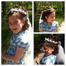 First, you need to wet your hair. Communion Hairstyle For Short Hair By Pamela Portray Salon Communion Hairstyles Short Hair Styles Communion