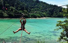 It stretches for 250 meters across the channel that divides gaya and sapi islands and reaches speeds of up to 60 km. Zip Line Between Sabah Islands In Malaysia Destination Asia News