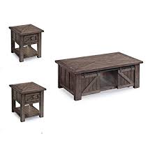 It includes a storage coffee table and an end table that are both crafted from solid and engineered wood. Home Square 3 Piece Coffee And End Table Set In In Weathered Charcoal Farmhouse Goals