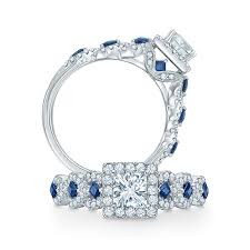 Vera Wang Love Collection 1 Ct T W Diamond And Blue Sapphire Engagement Ring In 14k White Gold Zales Sapphire Engagement Ring Blue Vera Wang Engagement Rings Blue Engagement Ring