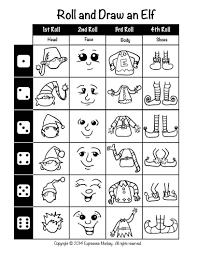 Elf Roll Draw Write Art Activity Art Activities Holiday Art Drawing Activities