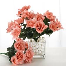 12 Bushes 84 Pcs Rose Gold Blush Artificial Silk Rose Flowers With Green Leaves Artificial Flowers Wedding Rose Gold Wedding Decor Diy Wedding Bouquet