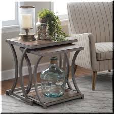 Nesting End Tables 2 Piece Wood Metal Aged Driftwood Living Room Furniture Ebay Nesting End Tables Cheap End Tables Living Room Furniture