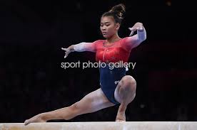 She was a member of the teams that won gold at the 2019 world championships and silver at the 2020 olympic games. Sunisa Lee Usa Beam World Gymnastics Stuttgart 2019 Images Gymnastics Posters