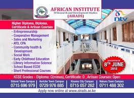 Sept Oct 2018 Intake In Progress African Institute Of Research And Development Studies Airads Leading Registered Tveta Institution Are You Looking For The Best Technical Tertiary Training College In Kenya Look No Further