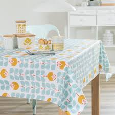 Nappe Enduite En Coton Bleue 140 X 180 Cm Svea Maisons Du Monde Cotton Tablecloths Interior Fabric Table Cloth