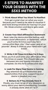 How To Use The Powerful 55x5 Method To Manifest Your Every Desire Law Of Attraction The Secret Positive Self Affirmations Manifestation Law Of Attraction