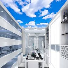 Blue Sky White Clouds Modern Style Plain Colour Moisture Ceiling Wallpaper Roll Restaurant Living Room Wall Papel De Parede Papel De Parede De Paredeceiling Wallpaper Aliexpress
