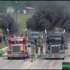 Chops Hernandez vs Joe Mosher Peterbilt vs Peterbilt class a bobtail semi  drag racing from the 2024 Unc's Semi Stampede