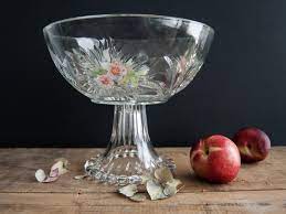 Vintage Pedestal Fruit Bowl Glass