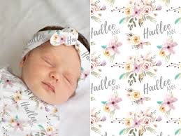 Boho Floral Swaddle Blanket With Headband, Personalized Baby Gift, Knit  Blanket, Girl Crib Bedding, Woodland Girl Nursery, Baby Bedding