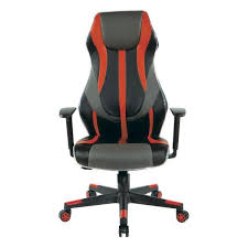Osp Home Furnishings Gigabyte Black High Back Gaming Chair In Faux Leather With Red Trim And Accents Arms Kd Gig25 Rd The Home Depot In 2020 Osp Home Furnishings Black Leather Office