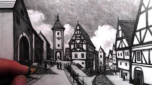How To Draw Old Buildings In Perspective Medieval Rothenburg Youtube Perspective Art Perspective Drawing Old Buildings