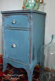 Bedside Table In Annie Sloan Aubusson By The Painted Drawer Rustic Furniture Painted Drawers Repurposed Furniture