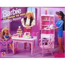 Barbie So Much To Do Dining Room Set Loved The Food In This Cake And Cute Pastries 90s Barbie Barbie Playsets Barbie Playset