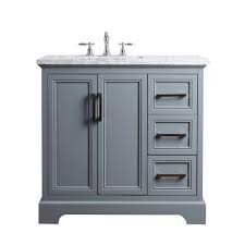36 inch bathroom vanity louvered shutter doors style distressed blue (36wx21.5dx34h) ccf28884bu. Stufurhome Ariane 36 Inches Slate Gray Single Vanity Cabinet Single Bathroom Sink Walmart Com Walmart Com