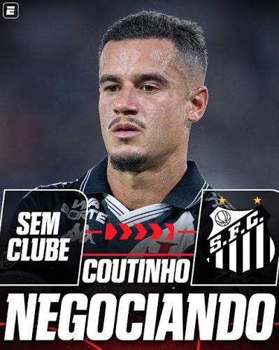 NEYMAR E COUTINHO JUNTOS NOVAMENTE? 👀🐋 O Santos negocia a contrata&ccedil;&atilde;o do meio-campista Philippe Coutinho, de 34 anos. A informa&ccedil;&atilde;o foi divulgada primeiramente pelo perfil "FutOusadia" e confirmada pela ESPN. De acordo