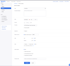 Zoom Webinar settings