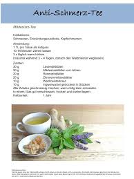 Rezept Anti Schmerz Tee Naturkuche Ernahrung Tee Gegen Kopfschmerzen
