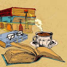 starinnye knigi s chashkoj kofe okrashennoj eskizom dekorativnaya vektornaya illyustraciya ponyatiya coffee artwork illustrations art coffee and books