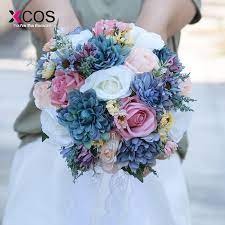 Purple and blue have the wonderful ability to be both restful and regal. Roamtic 2019 Wedding Flowers Bridal Bouquets White Pink Purple Blue Country Garden Bohemian Bride Bouquet De Mariage Buy At The Price Of 26 89 In Aliexpress Com Imall Com
