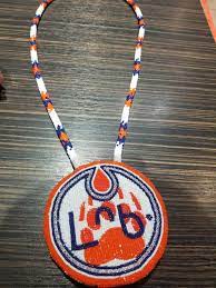 Ethan bear, who is from the ochapowace nation in southern saskatchewan, will honour his indigenous heritage by displaying his jersey name bar in cree syllabics edmonton oilers defenceman ethan bear will be wearing a special jersey during tuesday's exhibition game against the calgary flames. Edmonton Oilers Nhl Ethan Bear Cree Syllabic Handbeaded Medallion Necklace Crafts