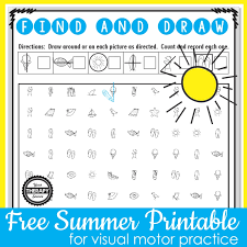 free summer worksheet for visual motor skills your therapy source