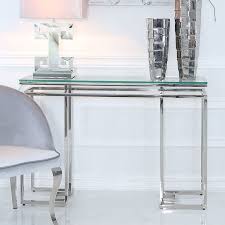 Ashton Glass And Stainless Steel Console Table Hallway Table Picture Perfect Home In 2020 Console Table Hallway Hall Table Accessories Contemporary Console Table
