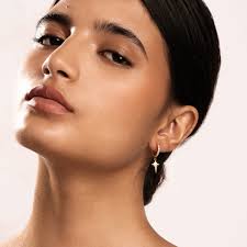 Piercing Star Gold Hoop Earrings Elsa Gold Pavé Star Hoop Earrings