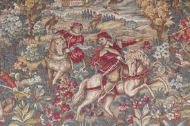 Six maidens are weaving a tapestry that flows out of the windows. French Wall Tapestry 1930s For Sale At Pamono