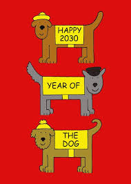 Chinese New Year Of The Dog 2030 Cartoon Dogs Card Ad Spon Dog Year Chinese Card