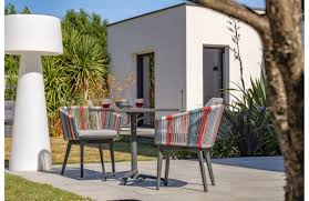 Table pliable 2 bancs pehd, mobilier meuble jardin, table jardin 2 bancs, table bar bancs bois, table. Ensemble Table Et Chaises De Jardin En Aluminium Et Corde Multicolore 2 Personnes City Garden Alana