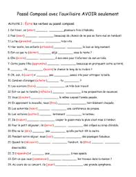 plus de cours et d'exercices de vero7000 voir les statistiques de réussite de ce test de français merci de vous connecter au club pour sauvegarder votre résultat. Passe Compose Avec Auxiliaire Avoir Exercice Grammatical Feuille Dexercices 96924