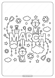 Free Printable March Pdf Coloring Page Detailed Coloring Pages Spring Coloring Pages Coloring Pages