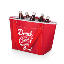 Toes in the sand drink in my hand. Drink In My Hand Toes In The Sand Topanga Cooler Tote Bag Red Picnic Time Family Of Brands