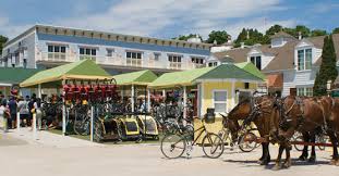 The distance to bike around mackinac island is about 8.2 miles, and it will probably take you between one to three hours depending on your pace and how often you stop to rest or view points of interest. Welcome To Mackinac Cycle Bicycle Rental