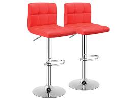 In addition, covered with premium pu leather, these chairs are easy to clean. Costway Set Of 2 Bar Stools Adjustable Swivel Kitchen Counter Bar Chair Pu Leather Red Joyus
