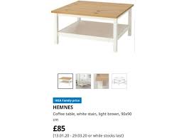 This unit sells new for $170 + tax. Mobel New Hemnes Coffee Table Light Brown Black Brown White Stain White Light Brown Mobel Wohnen Totum Ca